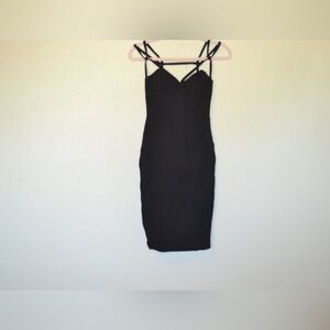 Lulu’s strappy bodycon black mini dress